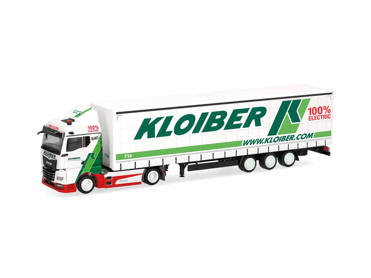 Herpa MAN eTGX GM Volume Curtain Canvas Semitrailer Kloiber HA321365 HO Gauge