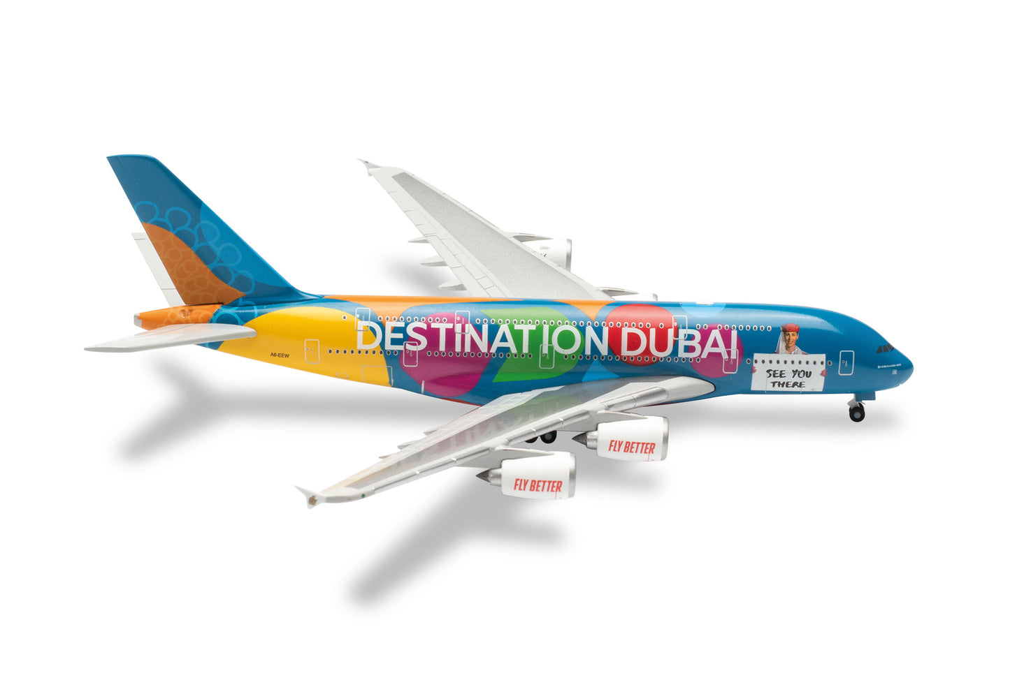 Herpa Airbus A380 Emirates Destination Dubai A6 -EEW (1:500) HA536905-001