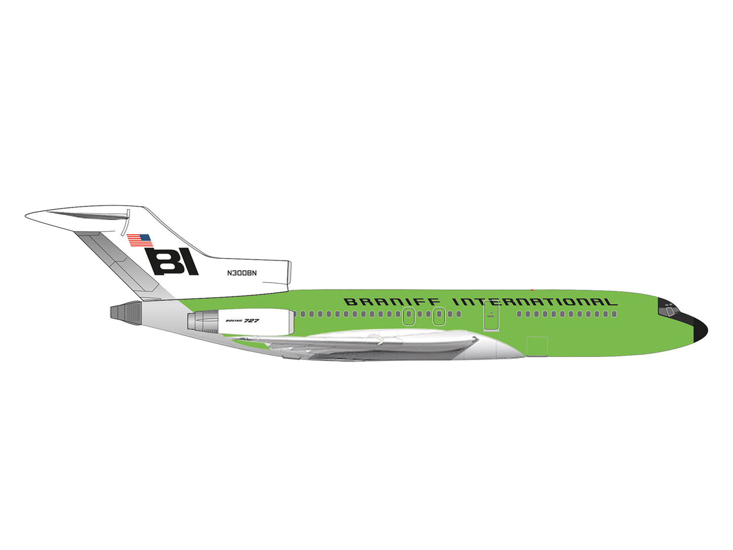 Herpa 60yr Boeing 727-100 Branff International Lime Green(1:500) HA537988