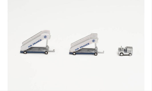 Herpa Wings 571876 Air France Historic Passenger Stairs (2) & Tractor (1:200)