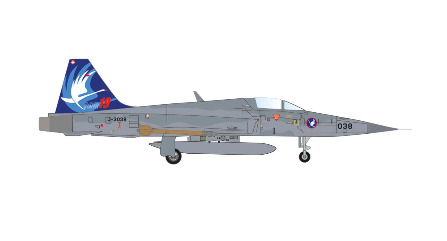 Herpa Wings Northrop F-5E Tiger II Swiss Air Force Swan J-3038 (1:200) HA572538 1:200
