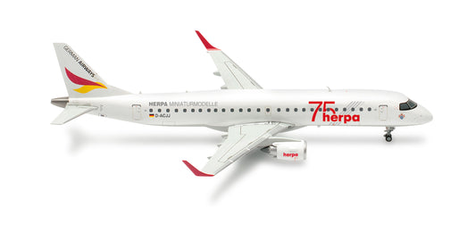 Herpa 573221 Embraer E190 German Airways Herpa 75 Years D-ACJJ (1:200) HO Gauge