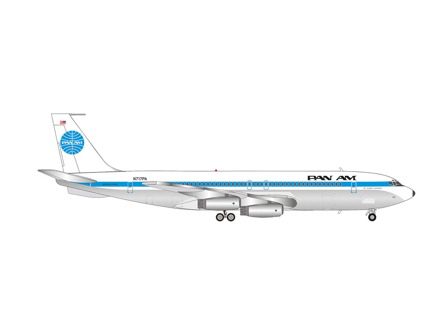 Herpa Wings Boeing 707-320 Pan-Am N717PA Jet Clipper Fleetwing (1:200) HA573696