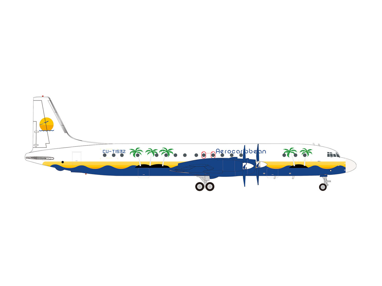 Herpa Wings Ilyushin IL-18 Aero Caribbean CU-T1532 (1:200) HA573719 1:200