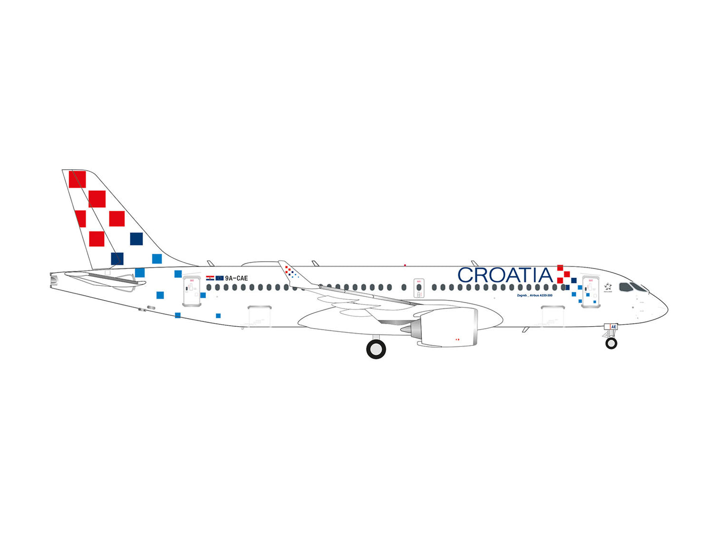 Herpa Wings Airbus A220-300 Croatia Airlines 9A-CAE Zagreb (1:200) HA573757