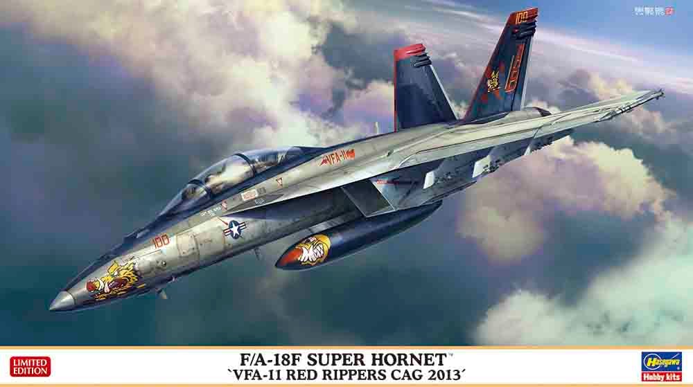 Hasegawa 02385 F/A-18F Super Hornet Vfa-11 Red Rippers CAG 2013 1:72 Model Kit