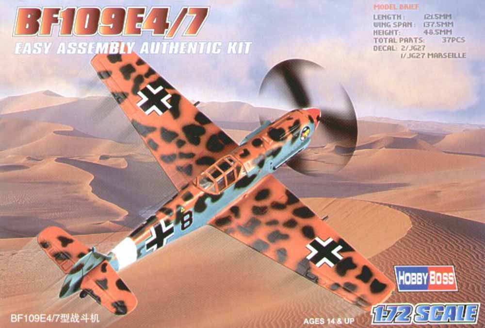 Hobby Boss 80254 Messerschmitt Bf-109E-4/E-7 'Easy Build' 1:72 Aircraft Model Kit