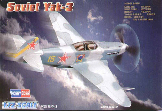 Hobby Boss 80255 Yakovlev Yak-3 'Easy Build' 1:72 Aircraft Model Kit