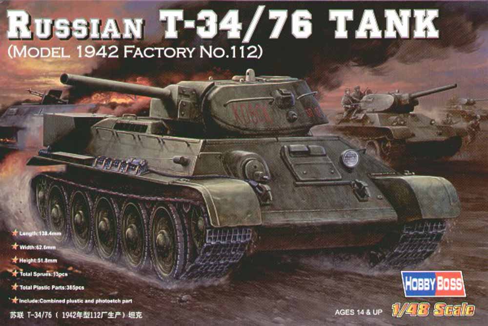 Hobby Boss 84806 Soviet T-34/76 Model 1942 Factory No 112 1:48 Military Vehicle Kit