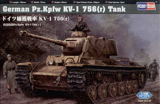 Hobby Boss 84818 Pz.Kpfw KV-1 756(r) Captured Soviet KV-1 1:48 Military Vehicle Kit