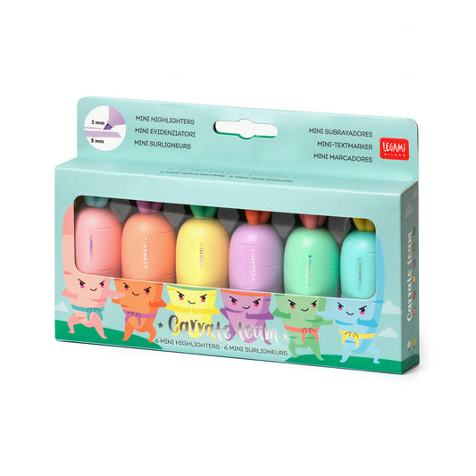 Legami Mini Highlighters Set (6 Pack) - 'Carrate Team' CarrotLegami Carrate Team Carrot Mini Highlighter Pens