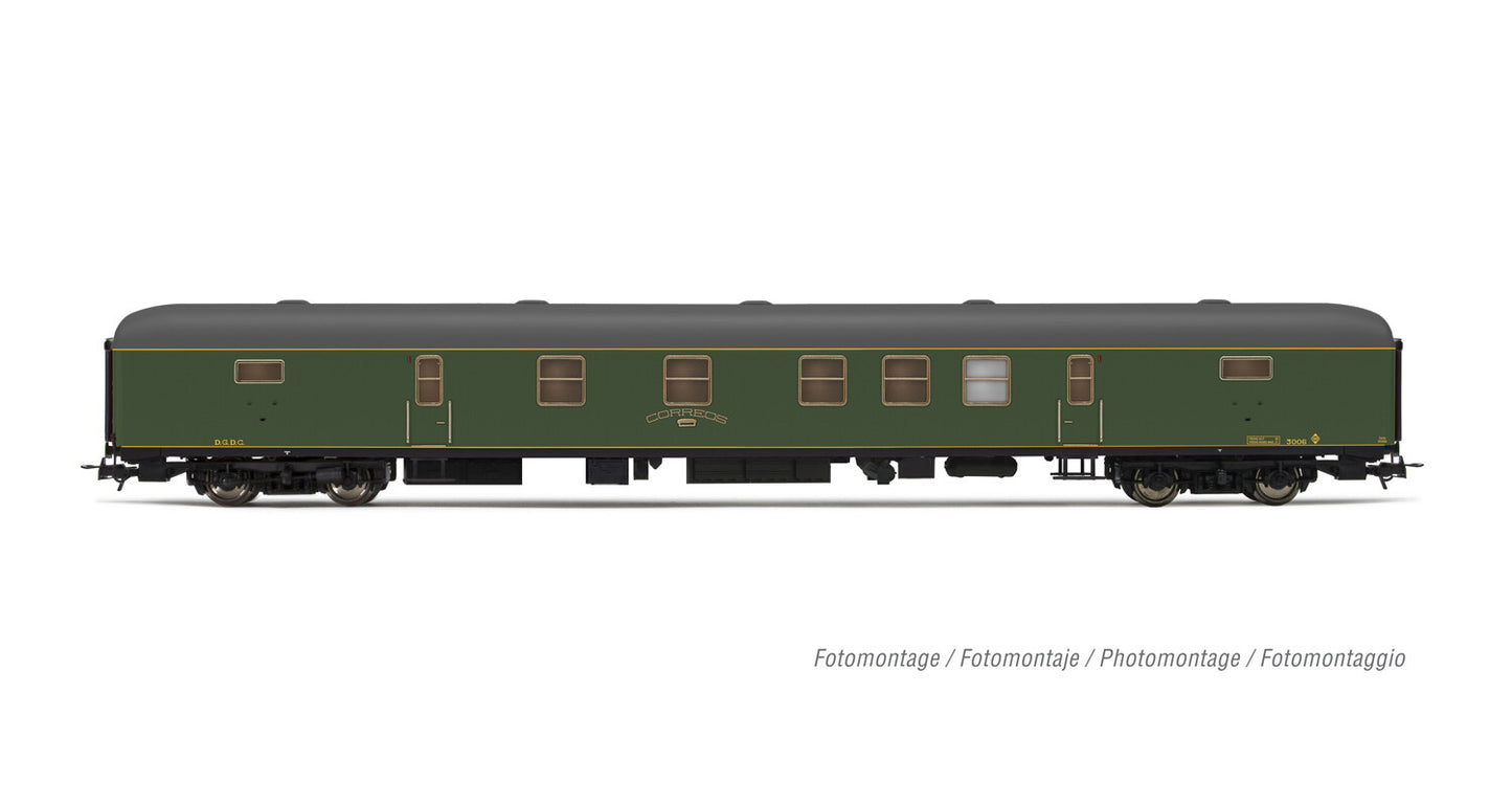 Electrotren RENFE DGDC-3000 Postal Van Green/Yellow III HE4022 HO Gauge