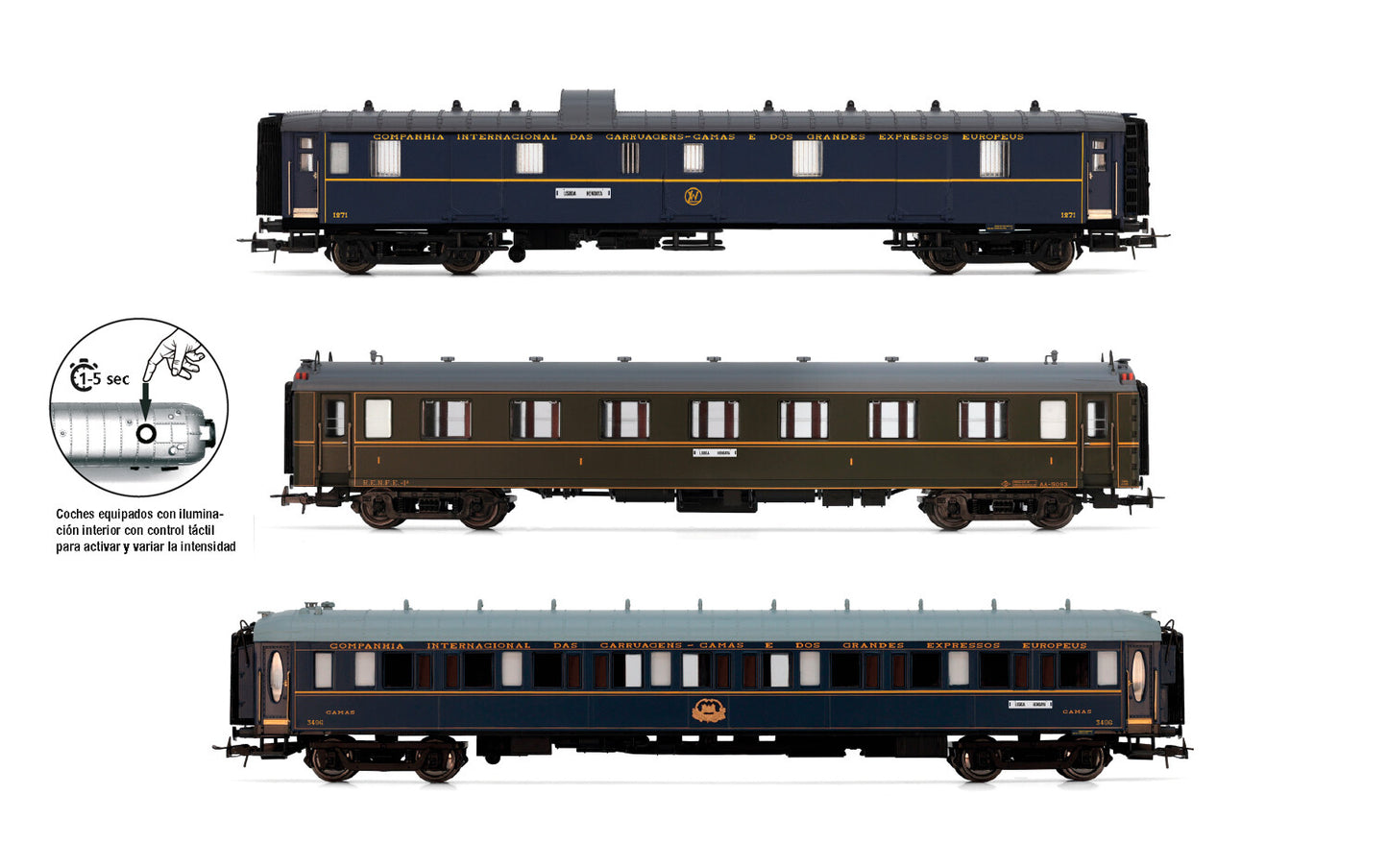 Electrotren CIWL Sud-expreso Coach Set (3) III HO Gauge HE4027