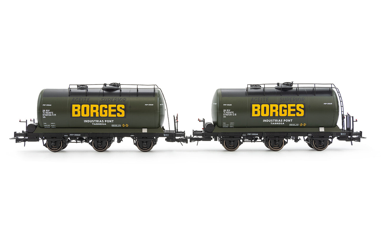 Electrotren RENFE 3 Axle Tank Wagon Set Borges (2) III HE6052 HO Gauge
