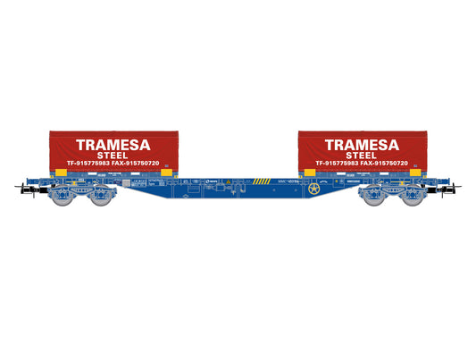Electrotren RENFE MMC3 Flat Wagon w/2x20' Tramesa Container Load VI HE6064 HO Gauge