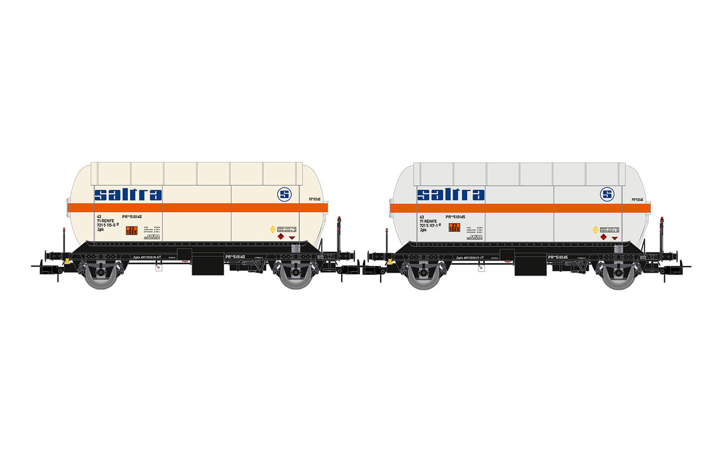 Electrotren RENFE Zgkk Saltra Gas Tank Wagon Set (2) IV HO Gauge HE6070