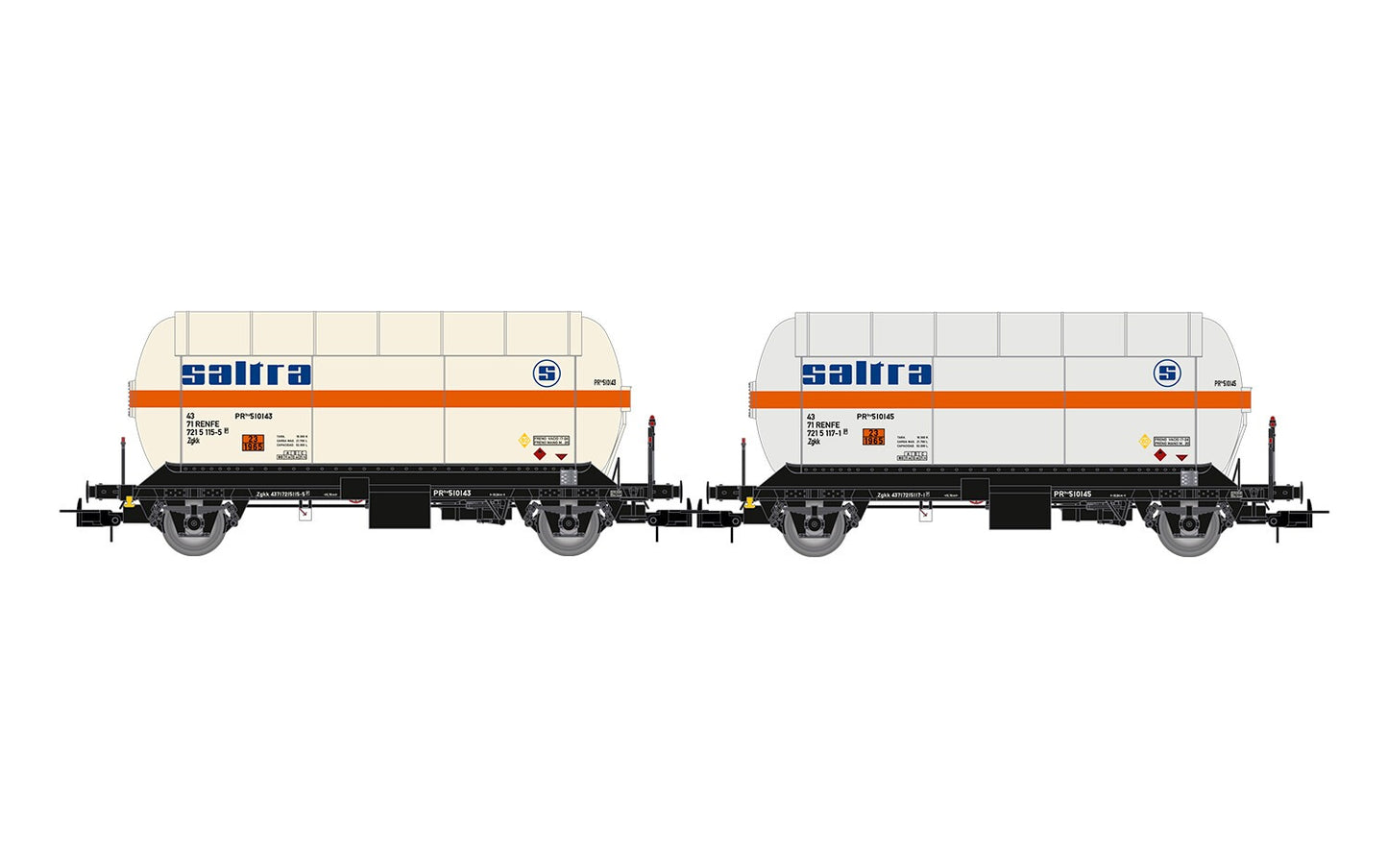Electrotren RENFE Zgkk Saltra Gas Tank Wagon Set (2) IV HO Gauge HE6070