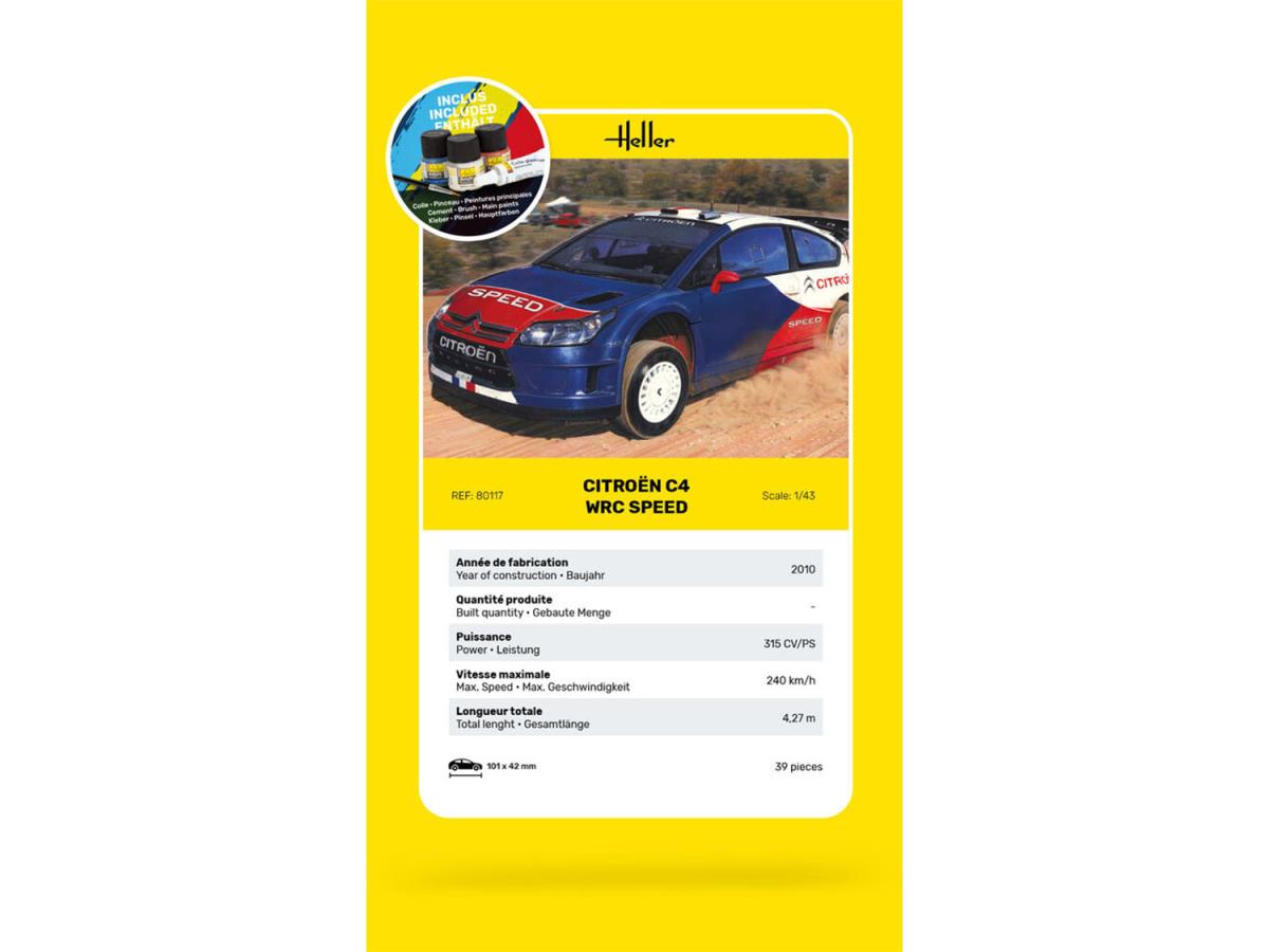 Heller 56117 Citroen C4 WRC Speed Starter Set 1:43 Model Kit