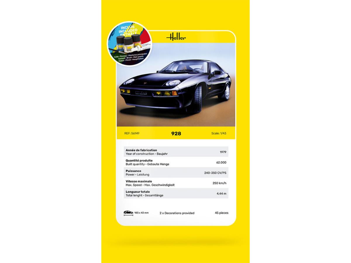 Heller 56149 Porsche 928 Starter Kit 1:43 Model Kit
