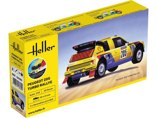 Heller 56189 Peugeot 205 Turbo Rallye STARTER SET 1:43 Model Kit