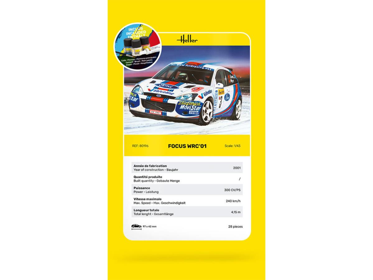 Heller 56196 Ford Focus WRC '01 Starter Kit 1:43 Model Kit