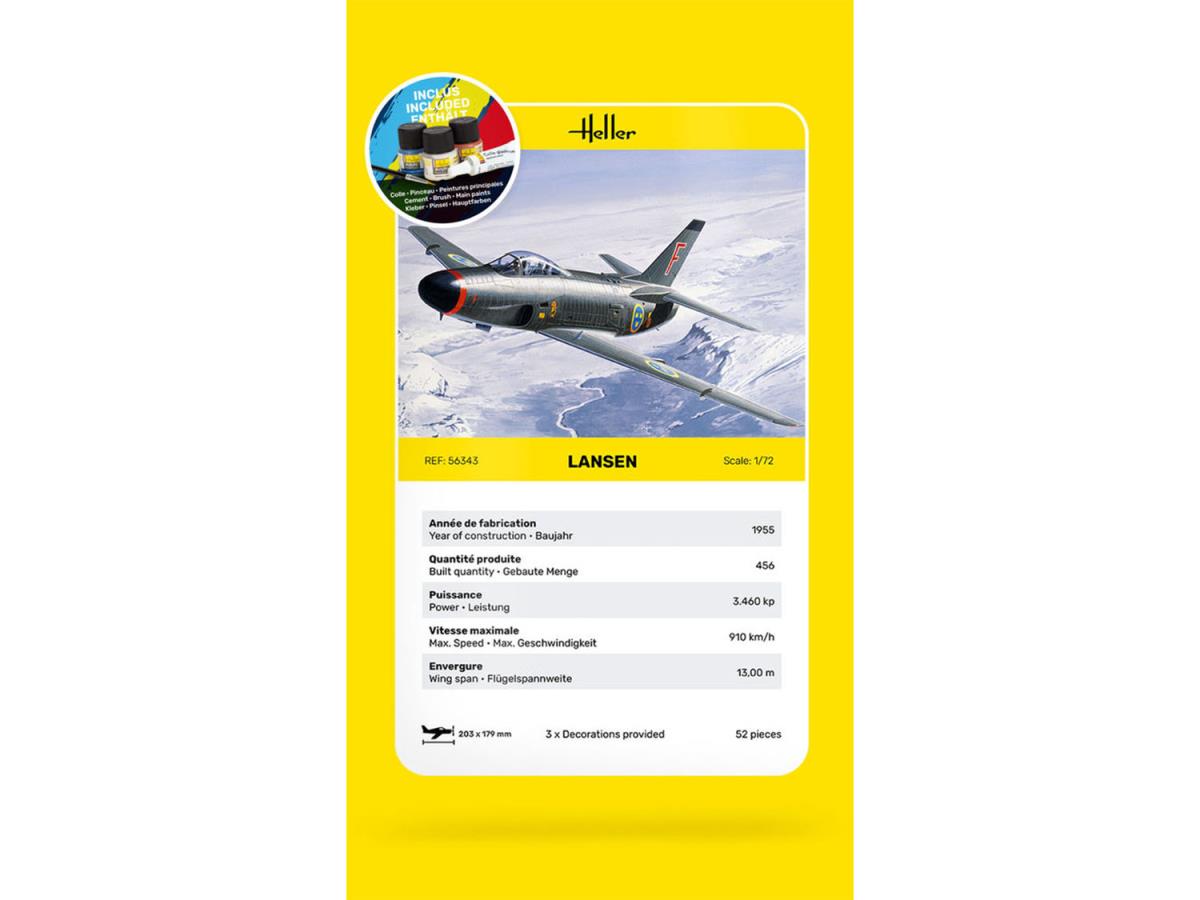 Heller 56343 Swedish Saab 32 Lansen Starter Kit 1:72 Model Kit