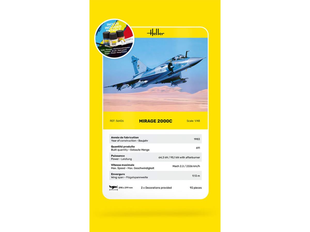 Heller 56426 French Dassault Mirage 2000 C Starter Kit 1:48 Model Kit