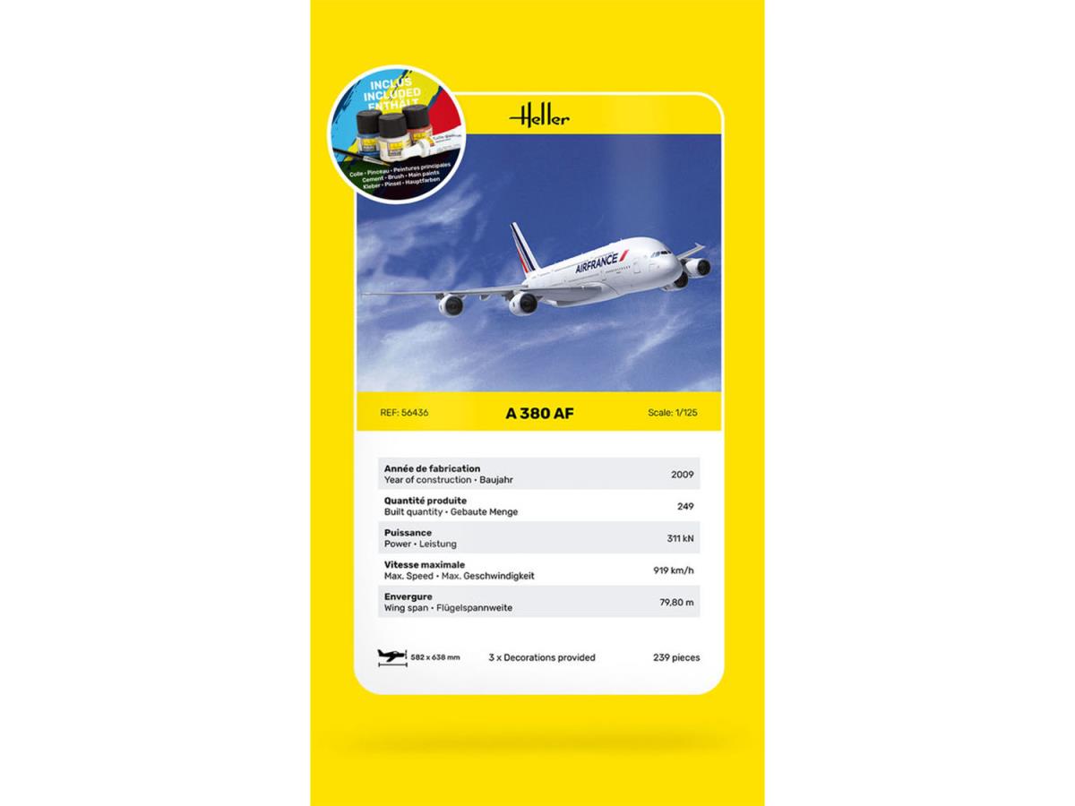 Heller 56436 Airbus A380 Air France Starter Kit 1:125 Model Kit