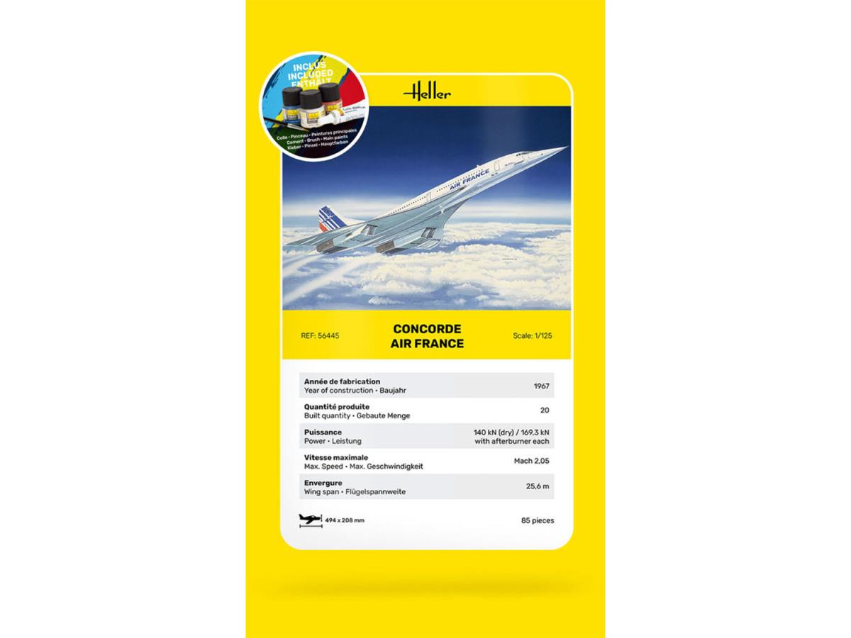 Heller 56445 Concorde Air France Starter Kit 1:125 Model Kit
