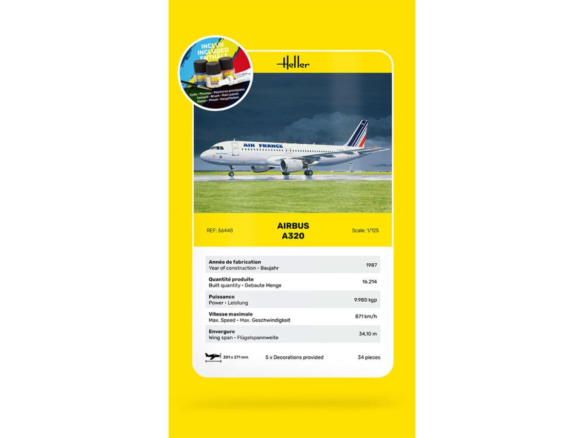 Heller 56448 Airbus A320 Air France Starter Kit 1:125 Model Kit