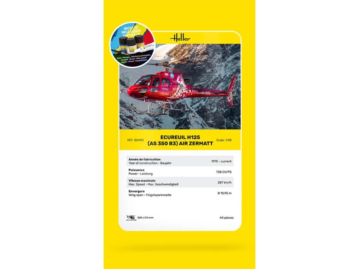 Heller 56490 Eurocopter AS 350 B3 Ecureuil Starter Kit 1:48 Model Kit