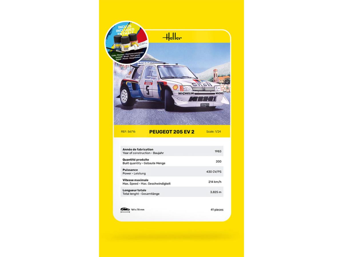 Heller 56716 Peugeot 205 EV2 Starter Kit 1:24 Model Kit