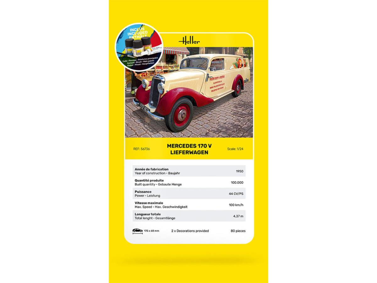 Heller 56736 Mercedes 179 V Lieferwagen Starter Kit 1:24 Model Kit