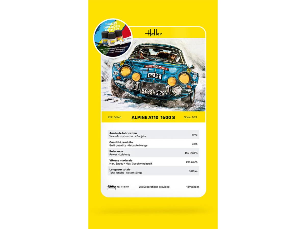 Heller 56745 Alpine A110 1600S Starter Kit 1:24 Model Kit
