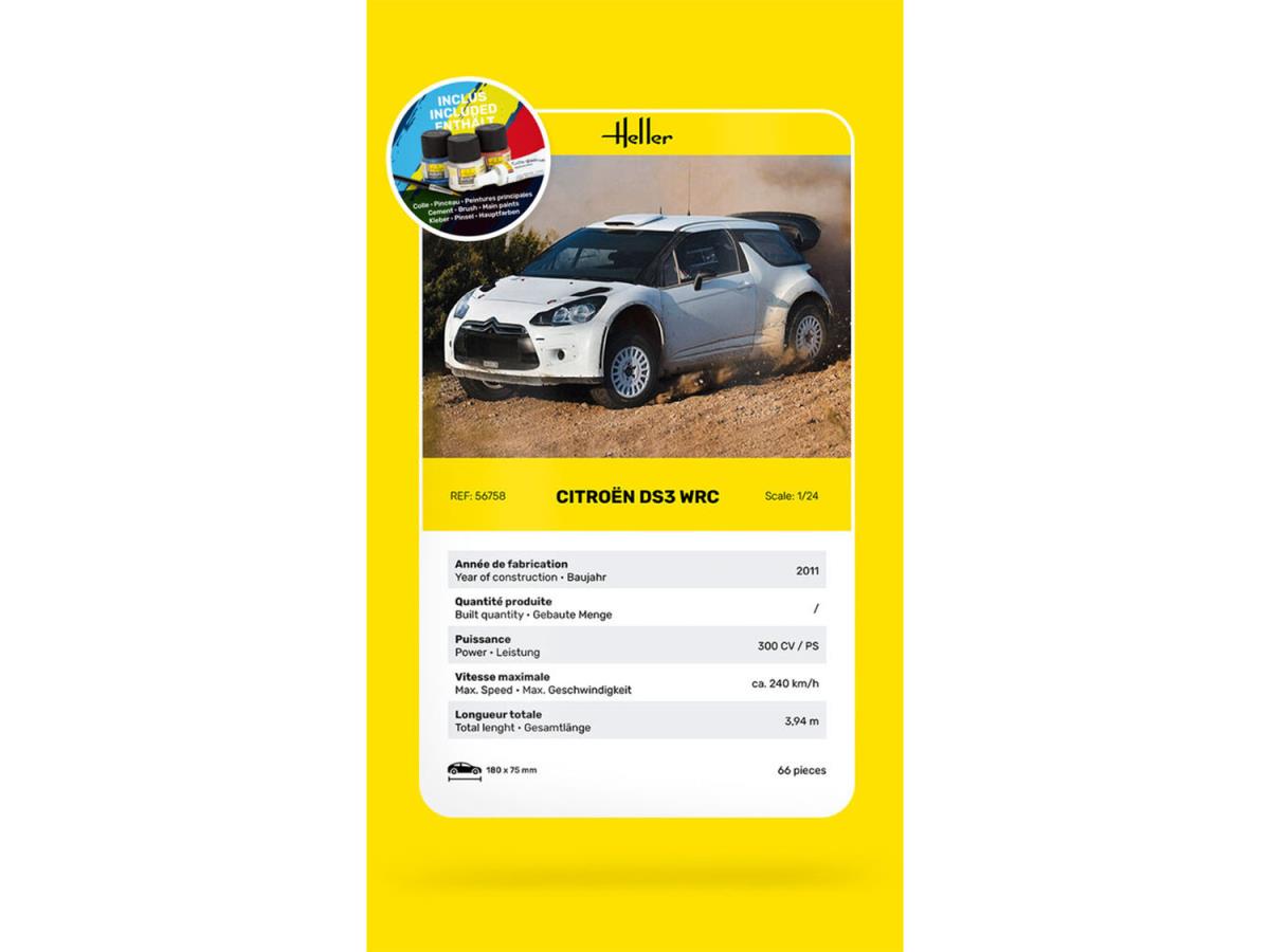 Heller 56758 Citroen DS3 WRC Starter Kit 1:24 Model Kit