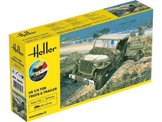 Heller 56997 US 1/4t Truck & Trailer Starter Kit 1:72 Model Kit
