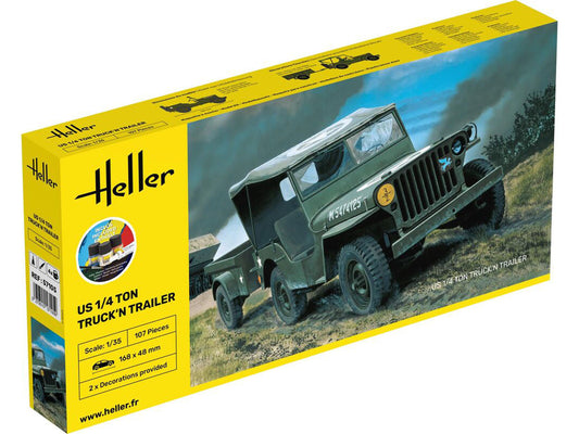Heller 57105 US 1/4t Truck & Trailer Starter Kit 1:35 Model Kit