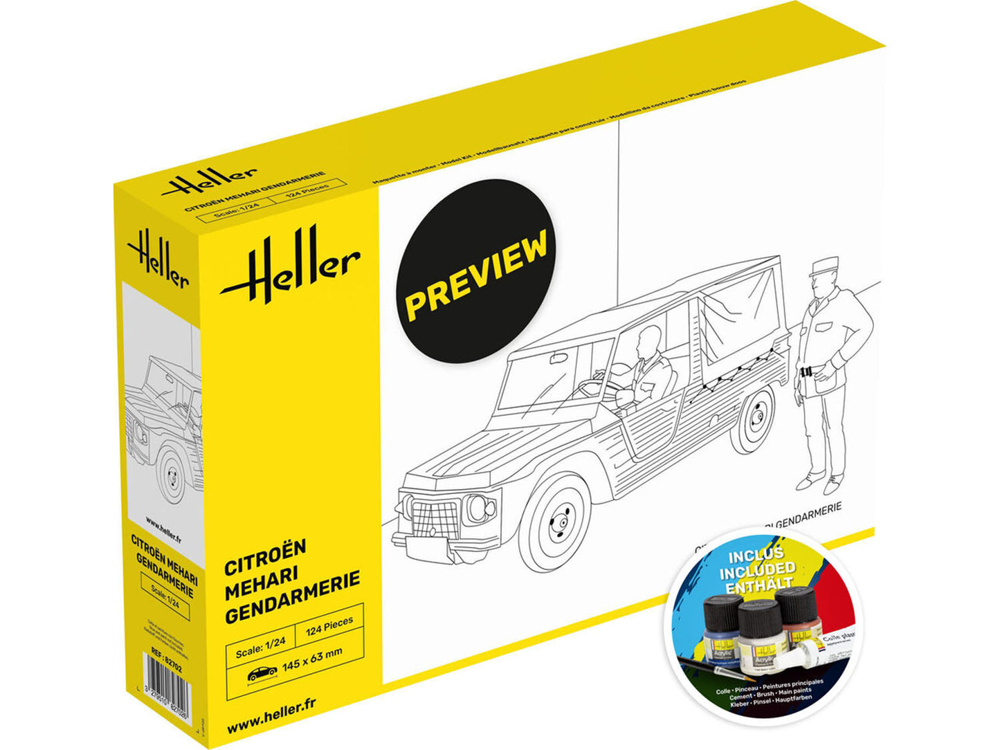 Heller 58702 Citroen Mehari Gendarmerie Starter Kit 1:24 Model Kit