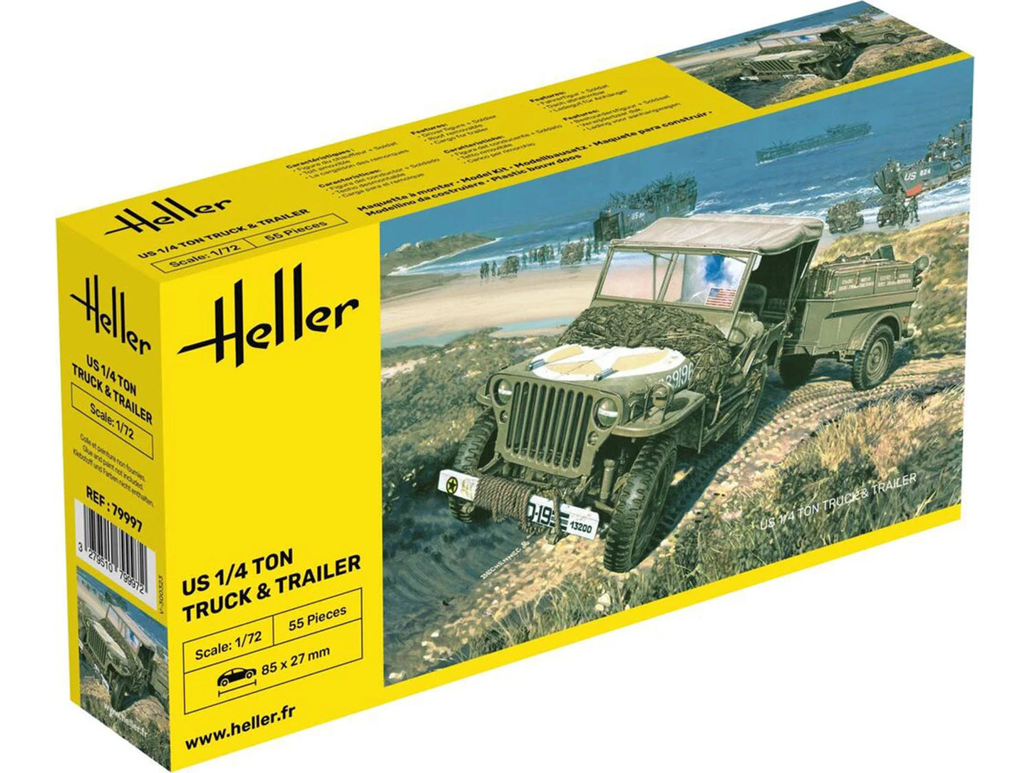 Heller 79997 US 1/4t Truck & Trailer 1:72 Model Kit
