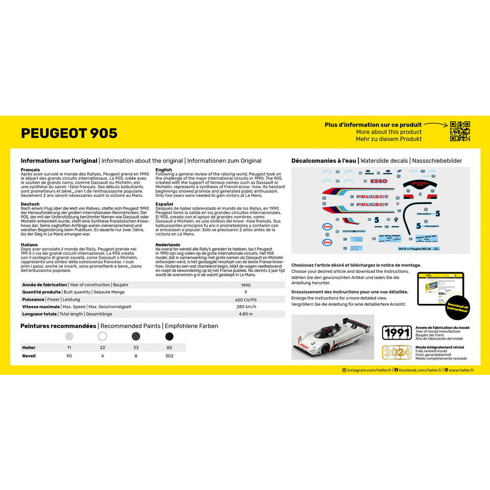 Heller 80110 Peugeot 905 1:43 Model Kit