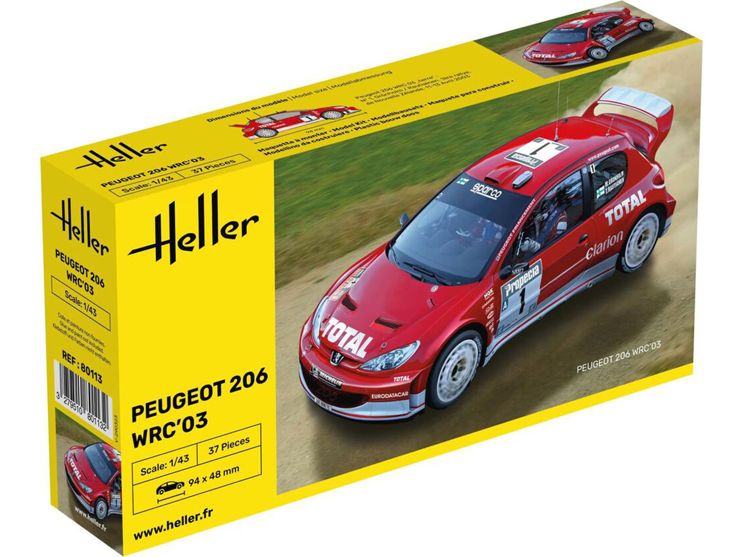 Heller 80113 Peugeot 206 WRC '03 1:43 Model Kit