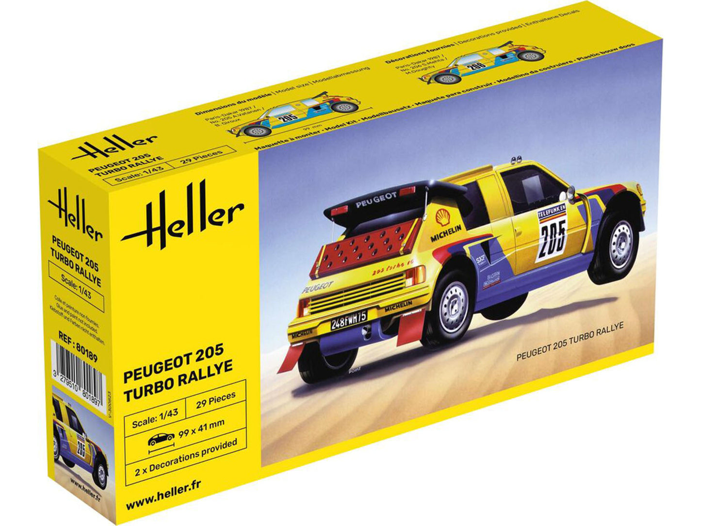 Heller 80189 Peugeot 205 Turbo Rallye 1:43 Model Kit