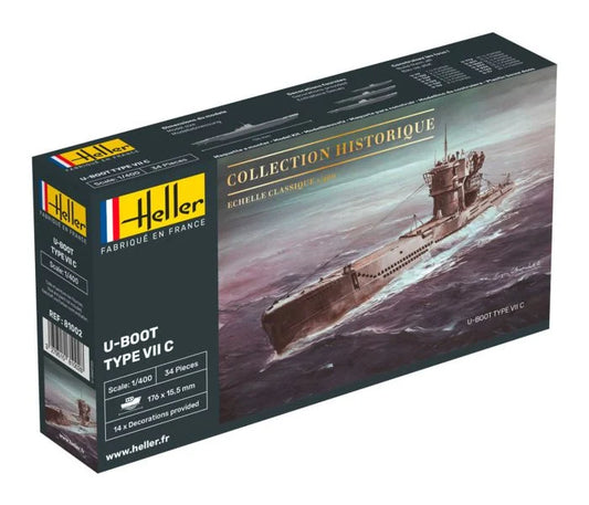 Heller 81002 German Warship U-Boot Type VII C 1:400 Model Kit