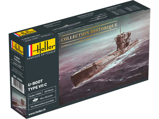 Heller 81002 German Warship U-Boot Type VII C 1:400 Model Kit