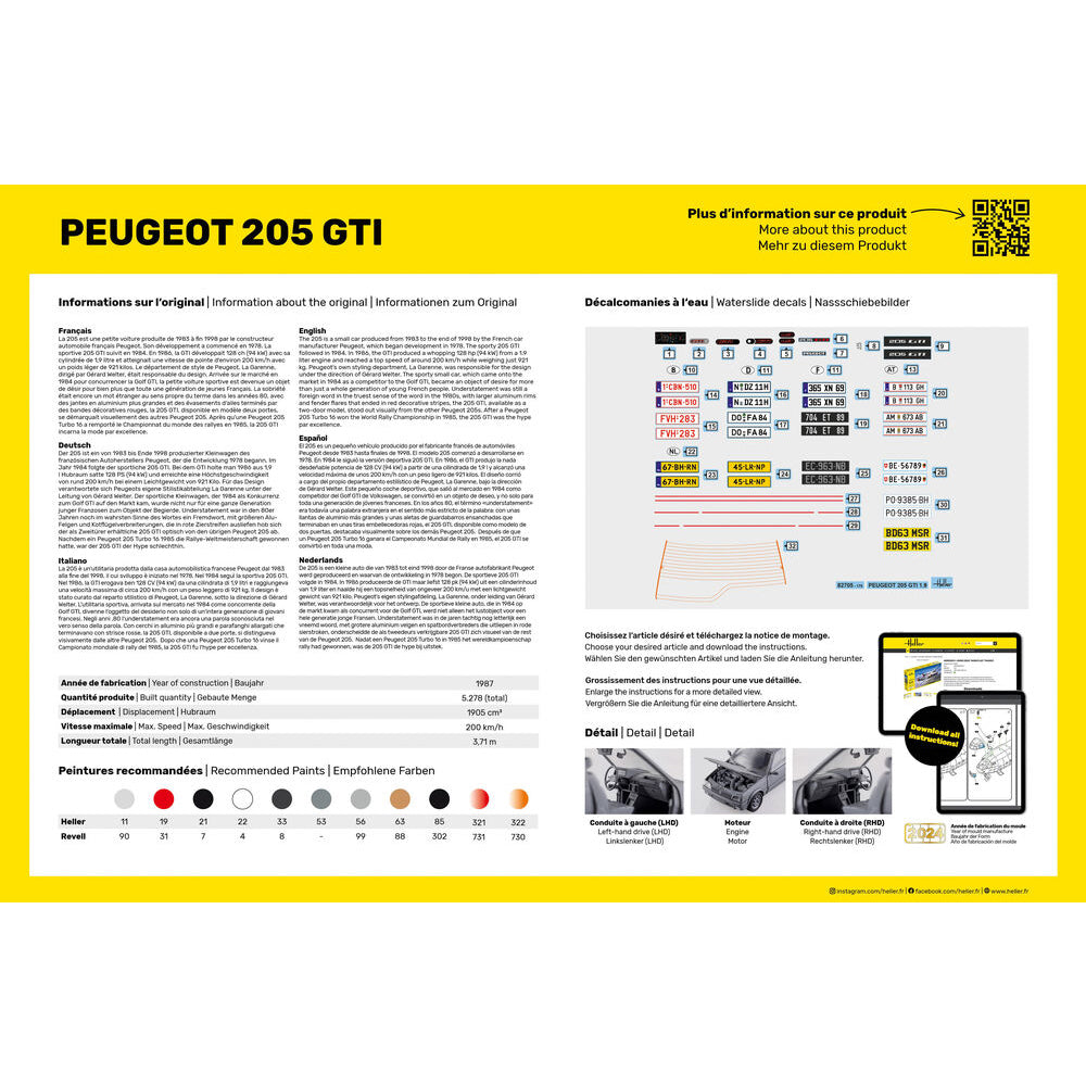 Heller 82705 Peugeot 205 GTI 1:24 Model Kit