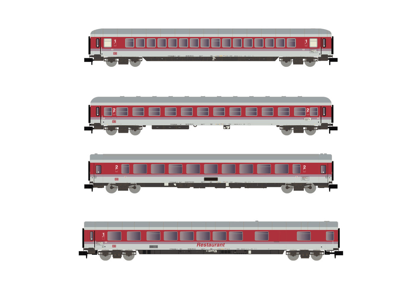 Arnold HIN4360 DBAG IC Red/White Coach Set (4) V N Gauge