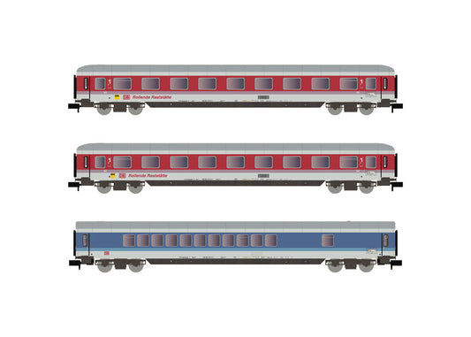 Arnold HIN4365 DBAG Rollende Raststatte Orient Red/White Coach Set (3) V N Gauge
