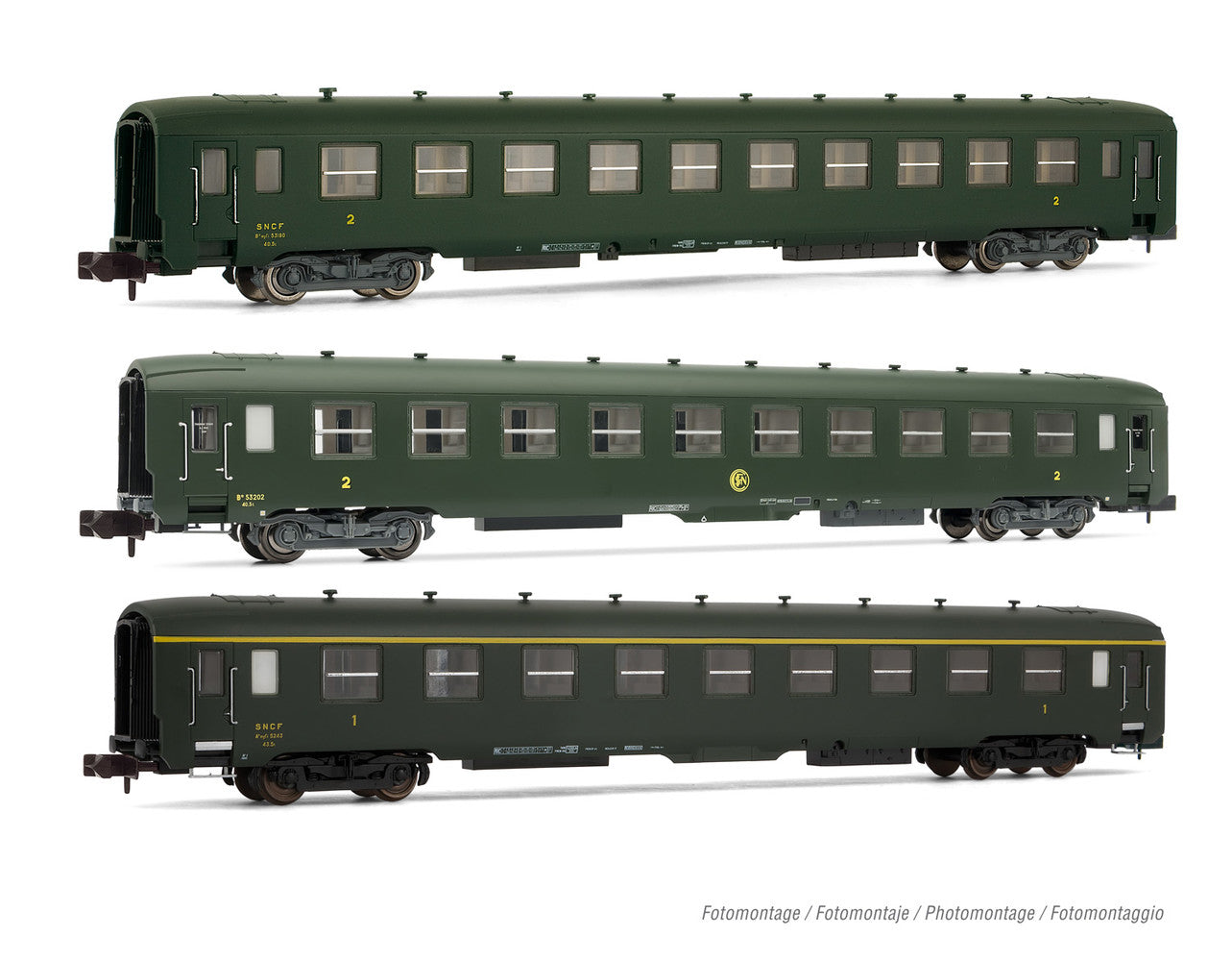 Arnold HIN4383 SNCF DEV AO Green Coach Set (3) III N Gauge