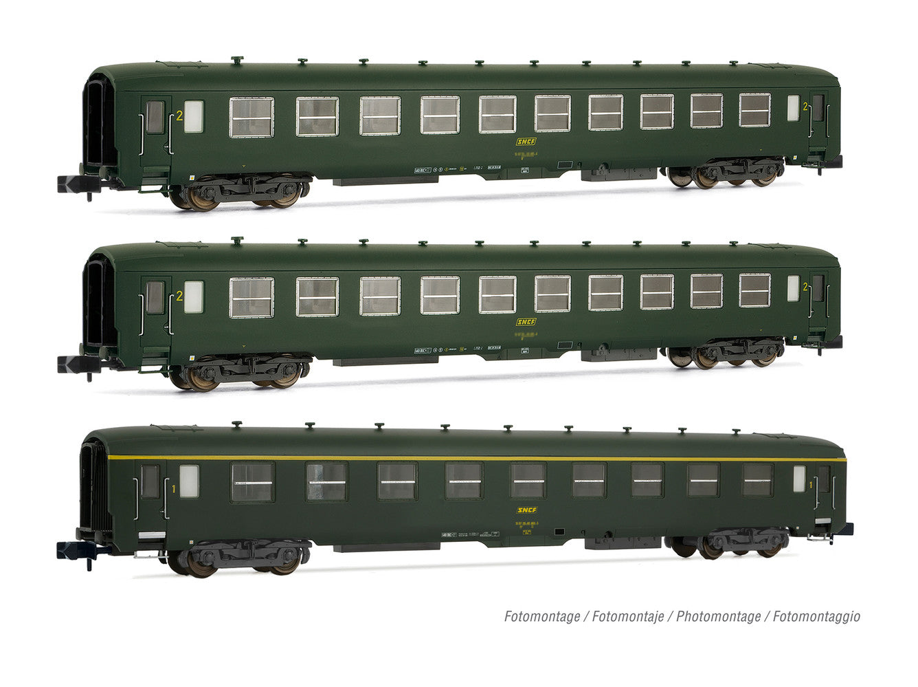 Arnold HIN4385 SNCF DEV AO Green w/Logo Coach Set (3) IV N Gauge