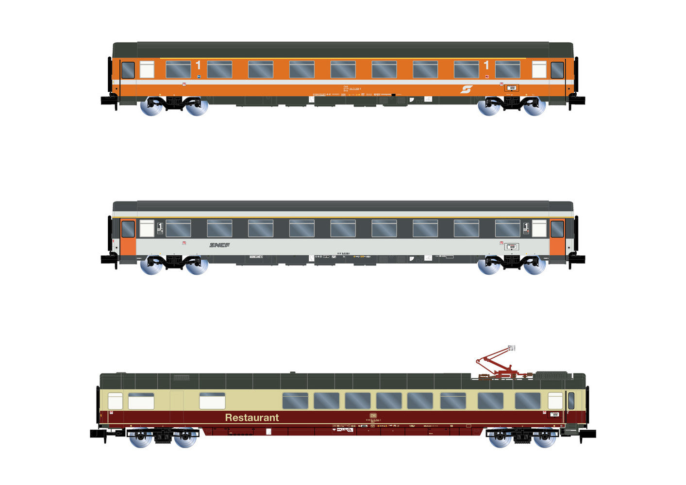 Arnold HIN4390 Eurocity Mozart Coach Set 1 (3) IV N Gauge